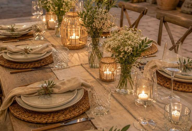 Mesa de evento a la luz de las velas
